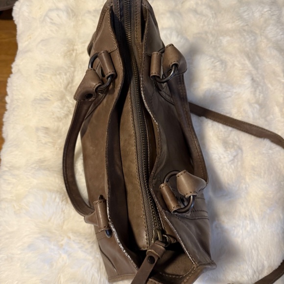 Preowned, Frye Leather Melissa Satchel Handbag Crossbody Beige Leather - Picture 4 of 6